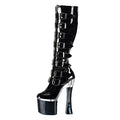 New 18cm Women Sexy Boots Plus Size China 34-46 Peep Toe Buckle Strap Black Ladies Party Boots High Heels Boots