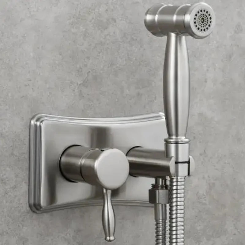 Modern Style High-Pressure Bathroom Brass Wall Mounted Shattaf Handheld Hot and Cold Water Toilet Sprayer Faucet