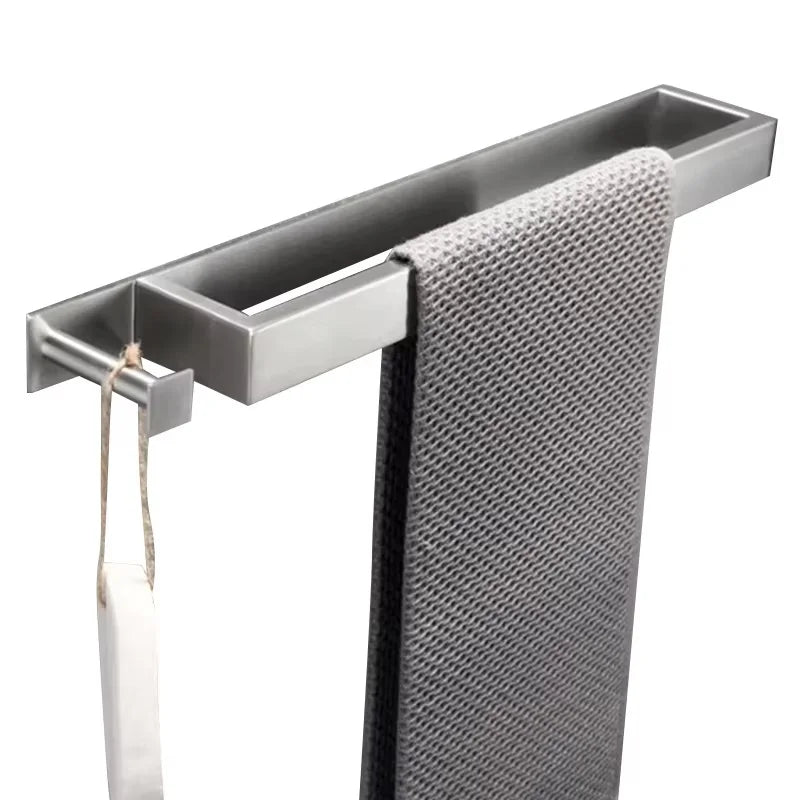 HONGDEC Premium Modern Brushed Stainless Steel Corner Bathroom Towel Holder with Wall-Mounted Rack and Hook