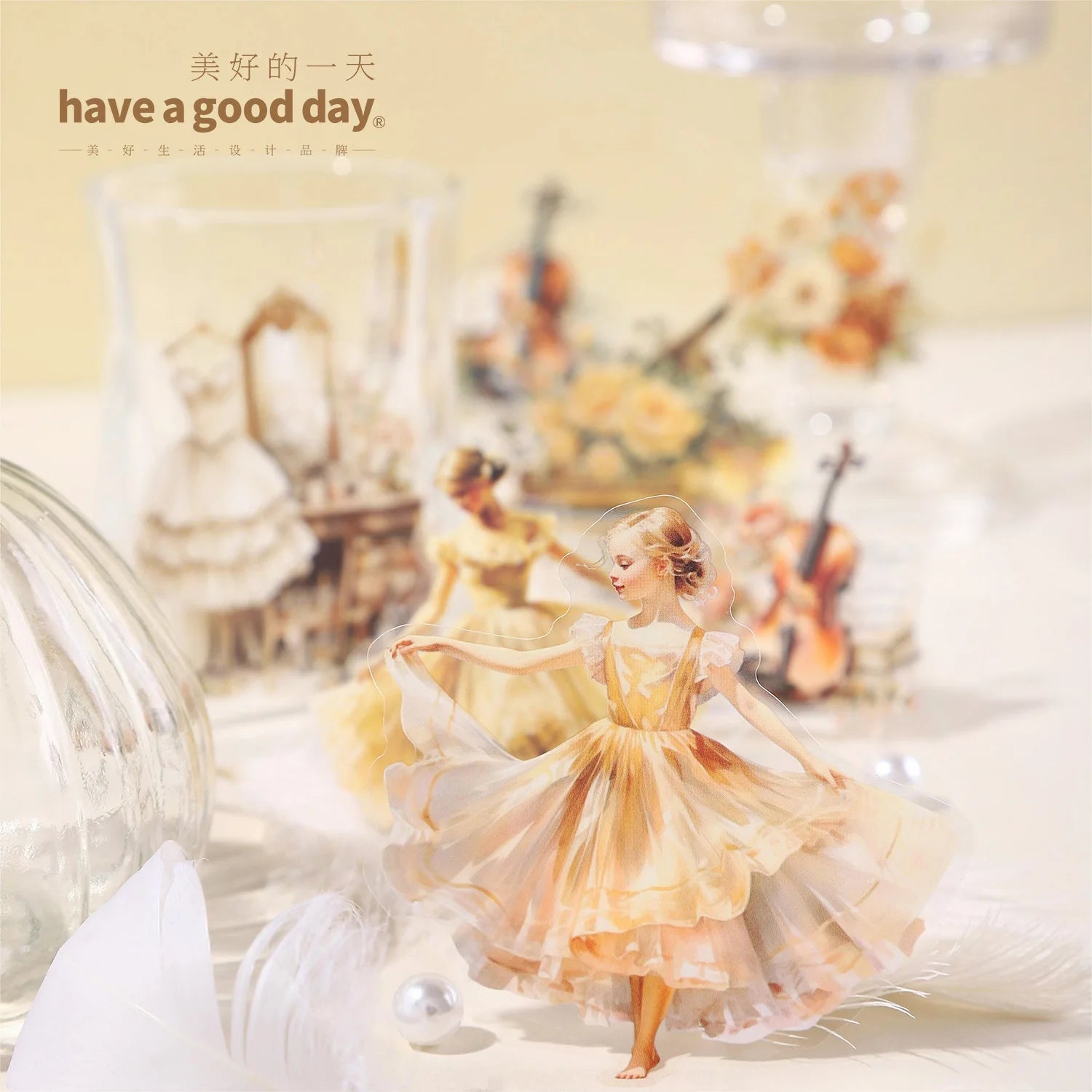 30 Sheets/pack of Stickers Waltz's Melody Series Music Characters Landscape Design Handmade Tent Materials 6 Styles