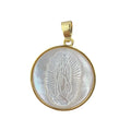 Natural Mother of Pearl Shell Religious Round Medal Guadalupe Pendants Charms for Necklace Jewelry Making