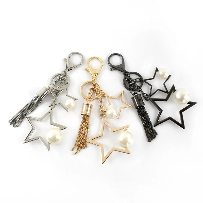 Meetee KY823 Fashion Alloy Jewelry Keychain Bag Decoration Accessories Pearl Tassel Pendant Lobster Clasp