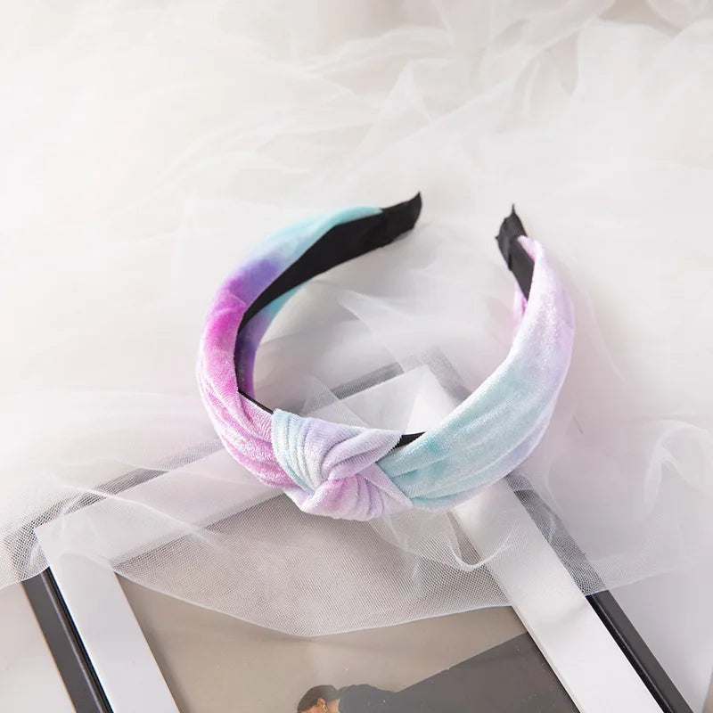 Wholesale Girls Tie Dye Velvet Cross Hair Hoop Headband Popular Headbands Product