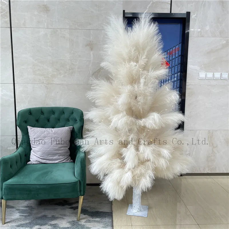 E07621 Hot Sale Home Wedding Flower Plant Decor Christmas Pampas Grass Tree Faux Silk Reed Tree Artificial Pampas Tree