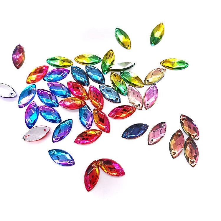 High Resin Rhinestones Flatback Gradient Jewelry Acrylic Stones Diamond-Shaped Sew-on Embellishments for Garment Decoration