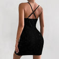 Factory Wholesale New Solid Color V-neck Hot Gold Sexy Temperament Slim Cross Strap Dress Luxury Dress