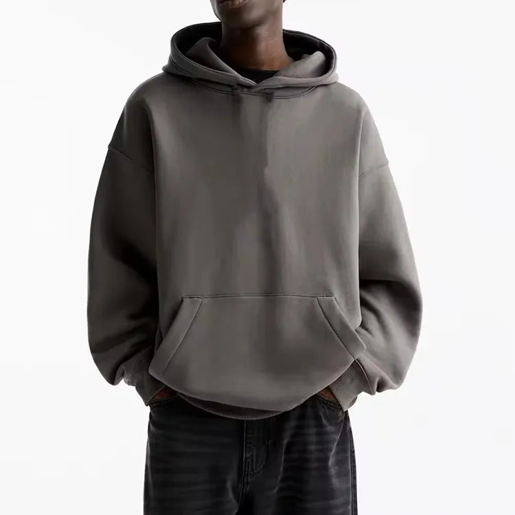 100% Cotton Men's Hoodies & Sweatshirts Long Sleeve Boxy Fit Heavy Weight Blank Thick French Terry Hoodie for Men