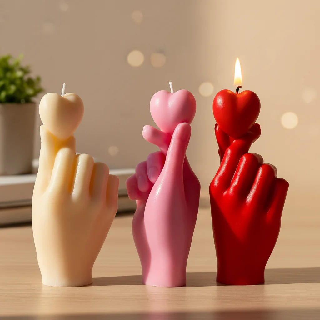 Valentine's Day Heart Candle Mould Finger Ornament Diy Handmade Aromatherapy Drip Silicone Moulds