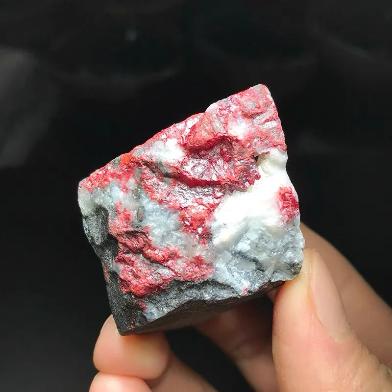 Natural Cinnabar Crystal Specimen Raw Quartz Crystal Precious Quartz Stone