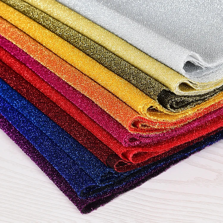 Hot Selling 80 GSM Polyester Stretch Knitted Metallic Lurex Fabric Anti-Pill & Breathable Medium Weight for Evening Dress