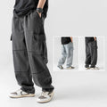 OEM Custom Street Style Streetwear Wide Leg Loose Baggy Multi Patch Pockets Cargo Jeans for Men Washed Vintage Pants