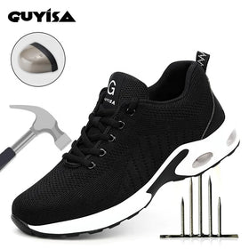 GUYISA New Simple Design Breathable Odorless Safety Shoes Fly Mesh Vamp Anti-Puncture Material Steel Toe for Summer and Autu
