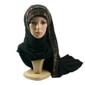 Wholesale High Quality New Design Jersey Cotton Hijab Add Stone Design Muslim Women Cotton Jersey Shawl Hijab Scarf