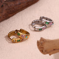 2024 Couple Jewelry Colorful Zircon Huggie Earrings 18k Gold Plated Stainless Steel Jewelry