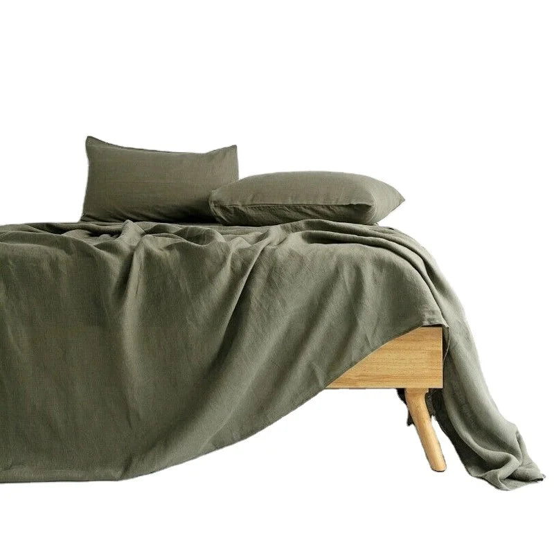 Natural French Linen 100% Flax Bed Bedding Duvet Cover Sheet Set