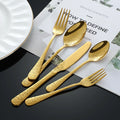 Luxury Gold Stainless Steel Cutlery Set Engraved Floral Pattern Flatware Knife Fork Spoon For Arabic Wedding Ramadan Hotel