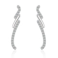 Fashion Dainty Rhodium Plated 925 Sterling Silver Zircon Stud Earrings for Women's Wedding Engaggement Anniversary Party Gift