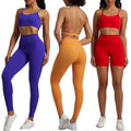 Peach Hip Sports Leggings Thin Straps Soft Breathable High Waist V Back Bra Top 2 / 3 Piece Yoga Suit Fitness Sets Women