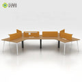 Metal Modular Convertible Extendable 120 Degrees Modern Open Space Desk 6 Person Office Workstation