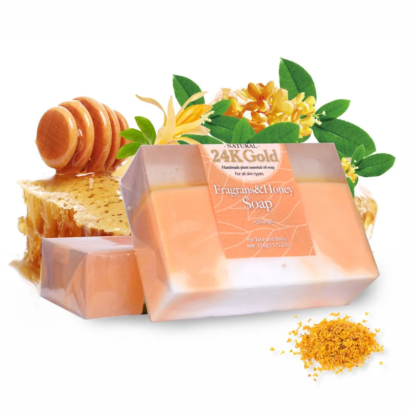 Aixin Private Label Handmade Soap Exfoliating Moisturizing Whitening Soap 24 K Gold Turmeric Honey Soap Bar