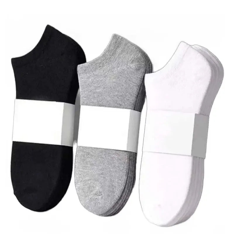 KNL-002 Wholesale Cheap Spring Summer Men's Ankle Socks Solid Black White Gray Stocklots Solid Short Socks