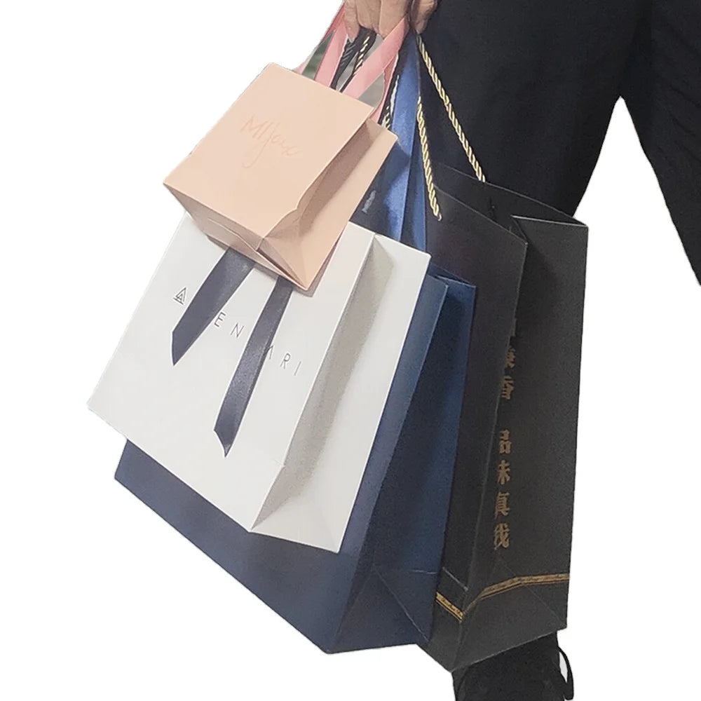 Thank You Black Recyclable Luxury Logo Gift Bag for Small Business