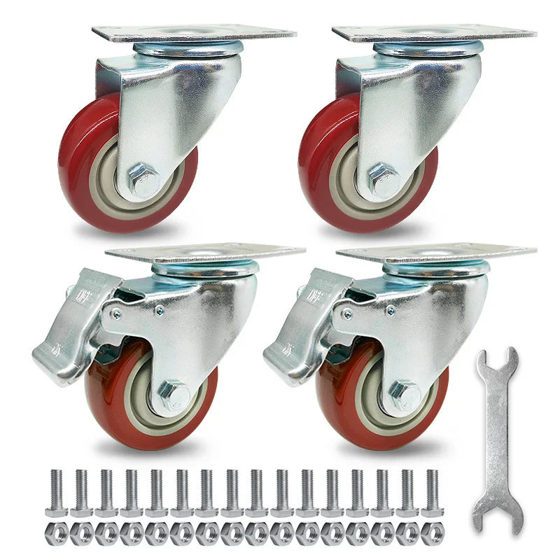 Industrial Grade 3-inch 4-inch Gimbaled Wheel Brake PVC Silent Trolley Casters Customizable Midsize Hand Tools OEM/ODM Support
