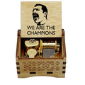 Custom Wooden Music Box Movement Mechanism Automatic Wind up We Are the Champions Song Toy Birthday Gift Home Decoration