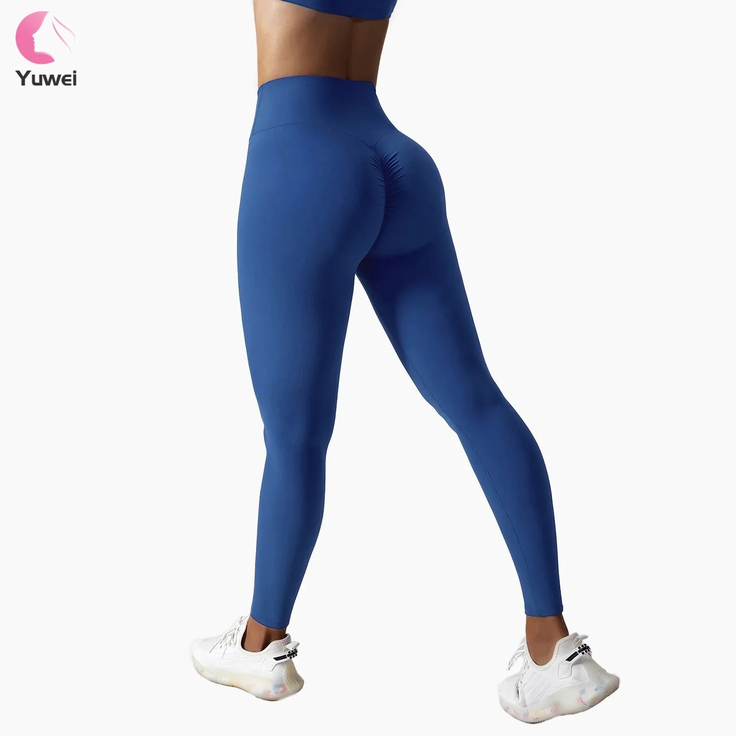 Women's High Waist Yoga Pants with Drawstring Solid Pattern Tummy Control Workout Running Leggings and Pockets