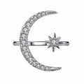 Hot Selling 18K Gold Copper Rings New Crescent Star Moon Plated for Engagement Party Anniversary