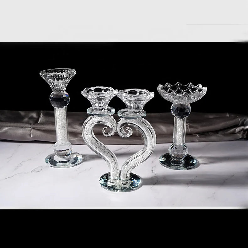 Wholesale Candle Holders Wedding Crystal Crafts K9 Glass Candle Holders for Home Decoration
