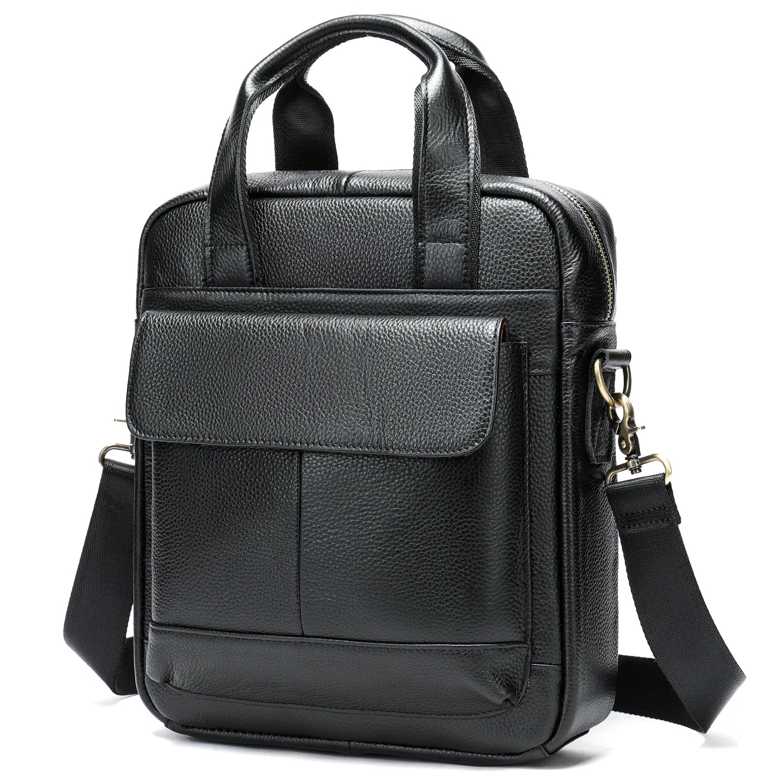 Andong Cowhide Men Briefcase Retro Casual Handbag Solid Color Shoulder Bag Genuine Cow Leather Messenger Bags