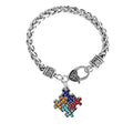 B6002088 18cm20cm24cm Pick Your Size Zinc Alloy Autism Awareness Hope Crystal Puzzle Piece Charm Wheat Chain Bracelet