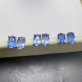 Handmade Chakra Spiritual Crystal Healing Stone Natural Faceted Blue Fluorite Stud Earrings for Purifying Negative Energy