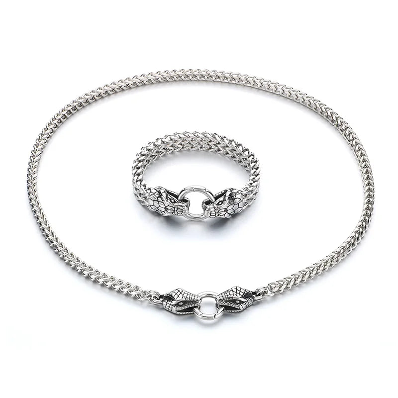KALEN Punk Fine Jewelry Fashion Bracelets Men Stainless Steel Snake Bracelet Necklace
