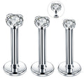 Wholesale Steel CZ Labret Monroe Lip Stud Internal Thread Ear Cartilage Helix Stud Tragus Piercings Body Jewelry 16G