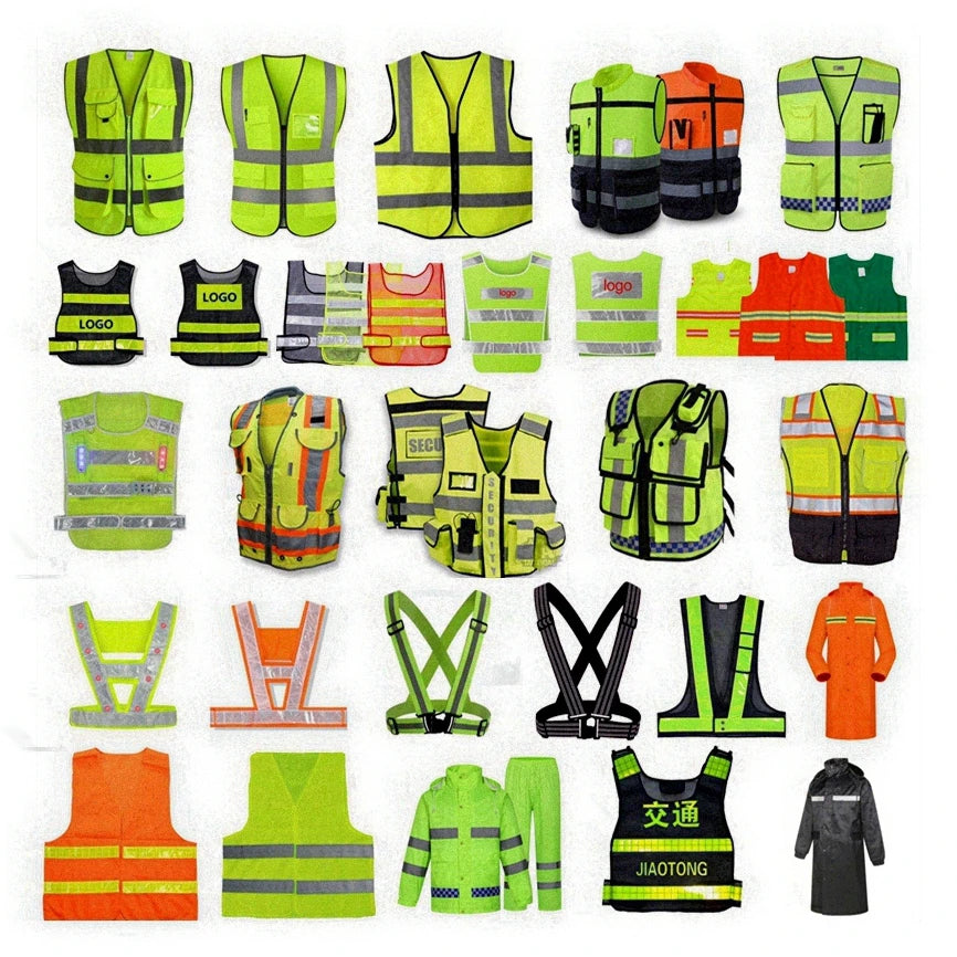 Safety Workwear Industrial Clothing Long Raincoat Suit Jacket for Men Reflective Bike Mesh Work Vest With Pockets
