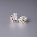 Everyday Sparkle 925 Sterling Silver Hoop Earrings with Rainbow CZ Geometric Minimalist Huggie Earrings for Women Hypoallergenic