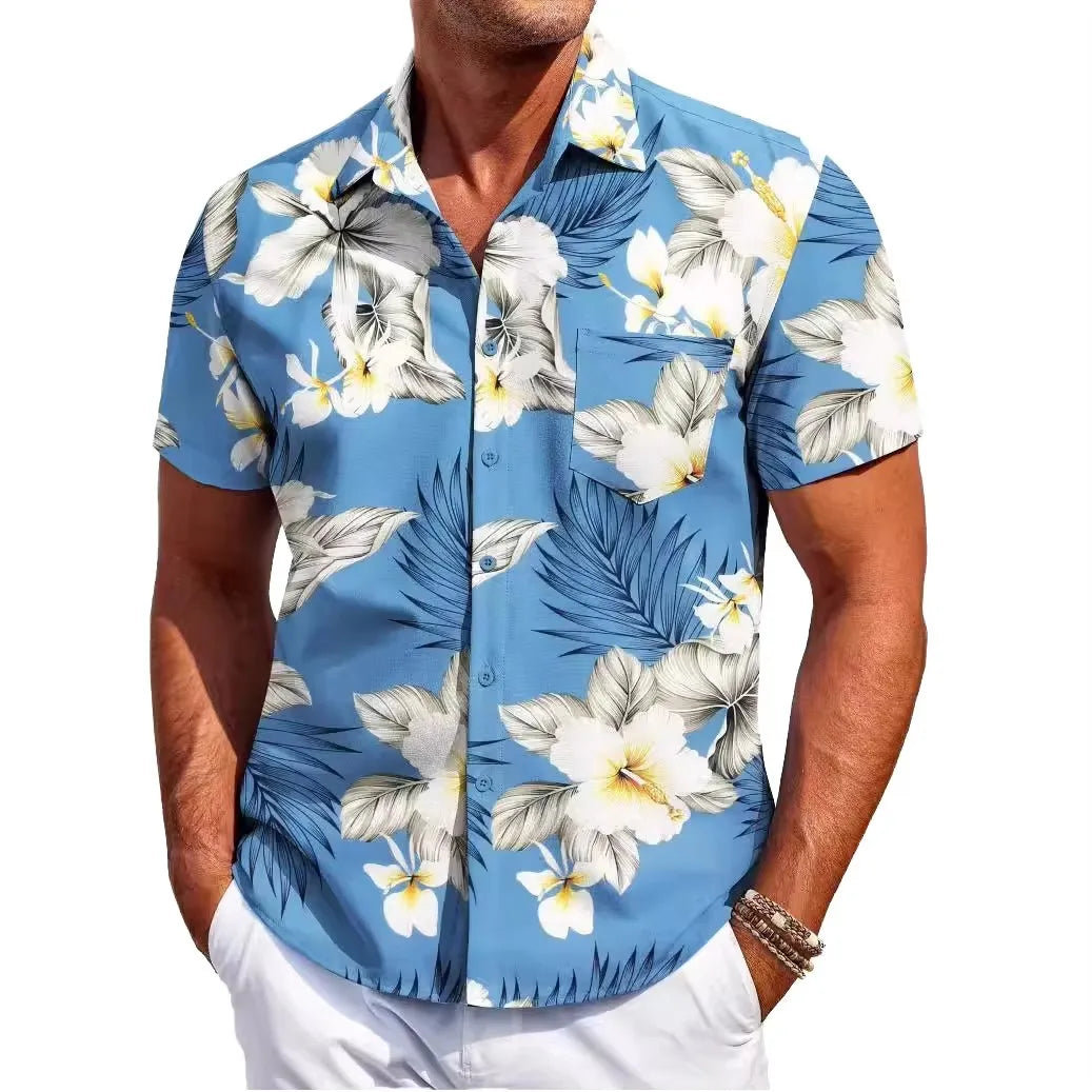 High Quality Vintage Hawaiian Men's Casual Breathable Short Sleeve Shirt New Arrival All-Over Printed Floral