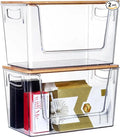Bliss Bins Clear Acrylic Open Front Storage Containers Stackable Kitchen Organization Trash Bag Dispenser Lids Display Racks