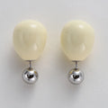 Premium Brass Plated Platinum Small Bulb Creamy-white Enamel Drop Glaze Ball Stud Earrings for Women Jewelry Factory Customized