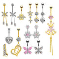 Gaby Not Tarnish 316L Surgical Steel Waterproof Stainless High End 14K Gold Plated Belly Button Ring 18K Navel Piercing Jewelry