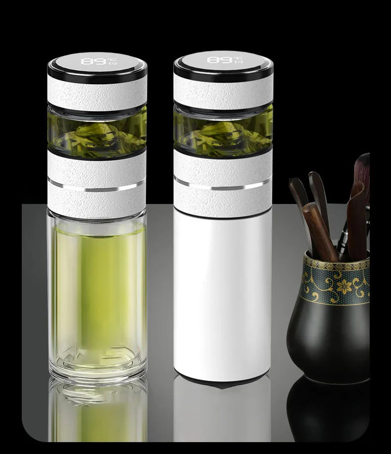 Insulated Vacuum Tea Bottle with Lid Reminder Smart LED Temperature Display Tea Infuser Portable Large Capacity Business Stocked