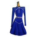 Women Long Sleeve Latin Dance Performance Dress Dance Costume Rhinestone Woman Latin Dress