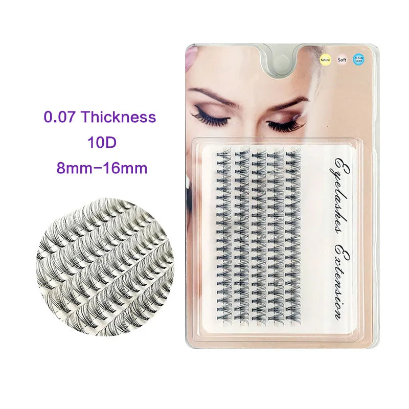 Wholesale 0.07 Thickness 10D Cluster DIY Eyelash Extention Individual Pre-cut Segment Clusters Lash