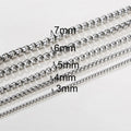 Wholesale 2MM/3MM/4MM/5MM/6MM/7MM Stainless Steel Gold Plated 18k Gold Vermeil Box Rope Chain Necklace for Jewelry Making