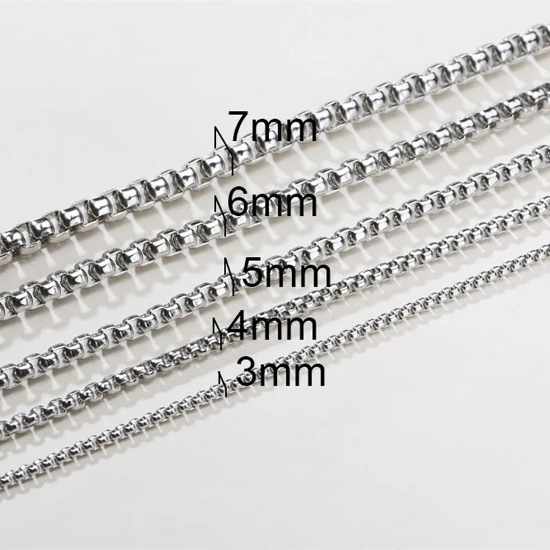 Wholesale 2MM/3MM/4MM/5MM/6MM/7MM Stainless Steel Gold Plated 18k Gold Vermeil Box Rope Chain Necklace for Jewelry Making