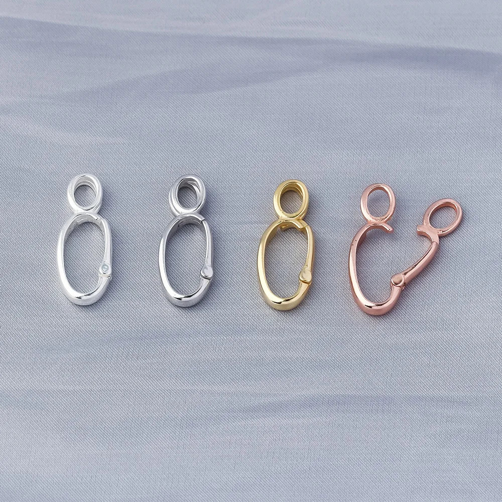 Simply Fashion 925 Sterling Silver Polished Hollow Oval Connection Clasp for Jewelry Making Accessories