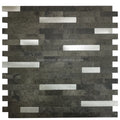 Wall Self Adhesive Mosaic Black Decor Peel Stick Tiles 300x300mm 4mm Thick Water Resistant Eco-Friendly Glossy Surface Modern