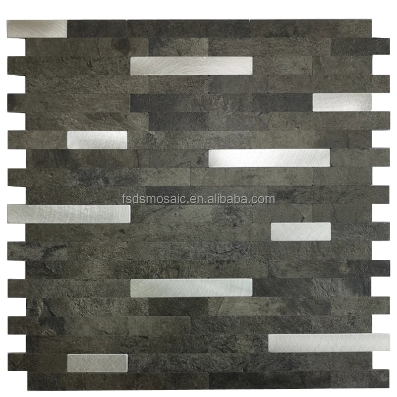 Wall Self Adhesive Mosaic Black Decor Peel Stick Tiles 300x300mm 4mm Thick Water Resistant Eco-Friendly Glossy Surface Modern